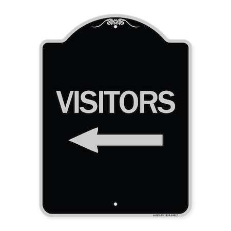 Visitors With Left Arrow Heavy-Gauge Aluminum Architectural Sign